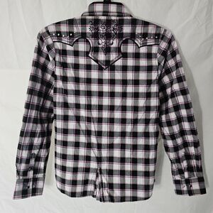 Grunge back shoulder design plaid cowgirl button down